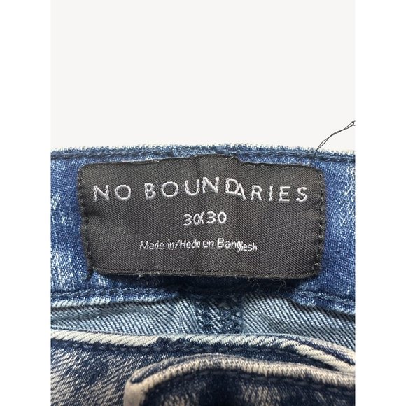 No Boundaries Jeans Womens 30/30 Blue Denim Distressed Straight Leg Pants Bottom - Picture 3 of 8